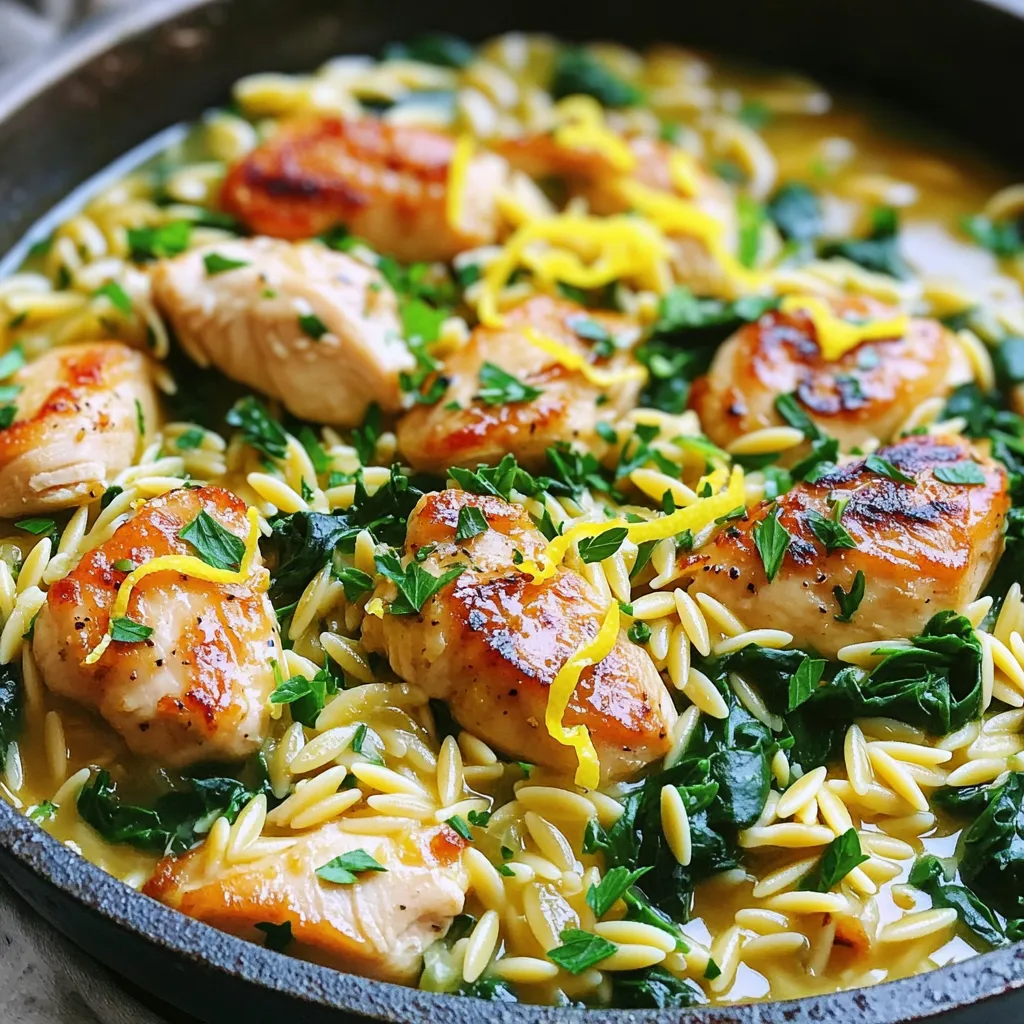 Lemon Herb Chicken Orzo Skillet Einfache und leckere Pfanne