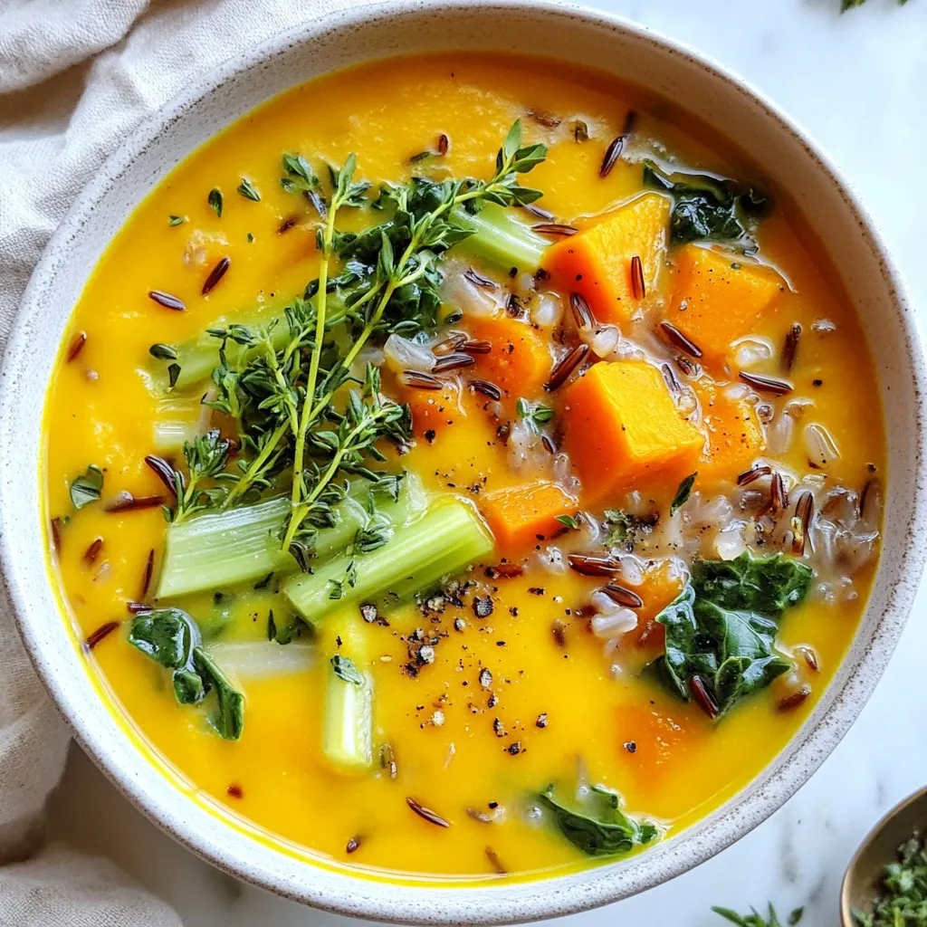 Herbstliche Wildreis-Suppe Nahrhaft und Einfach