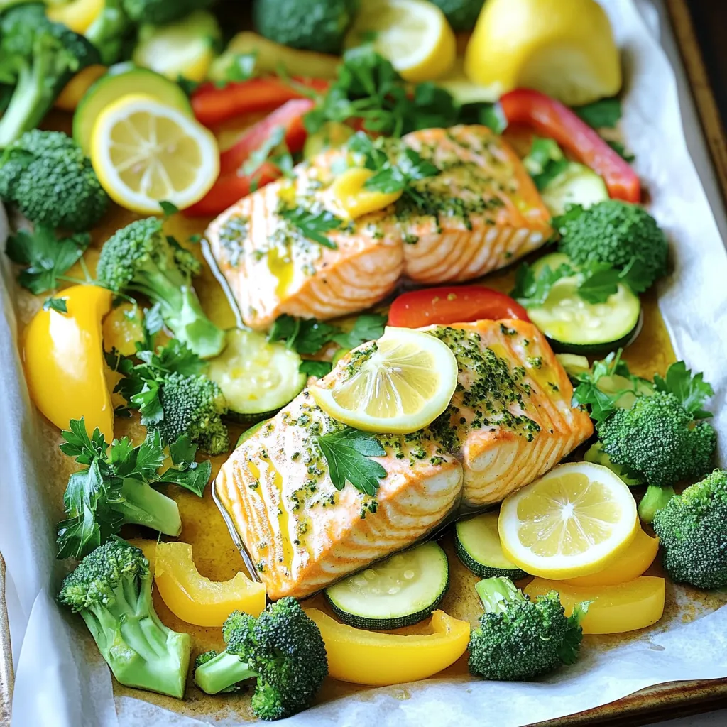 Sheet Pan Lemon Herb Salmon Veggies Einfach und Gesund