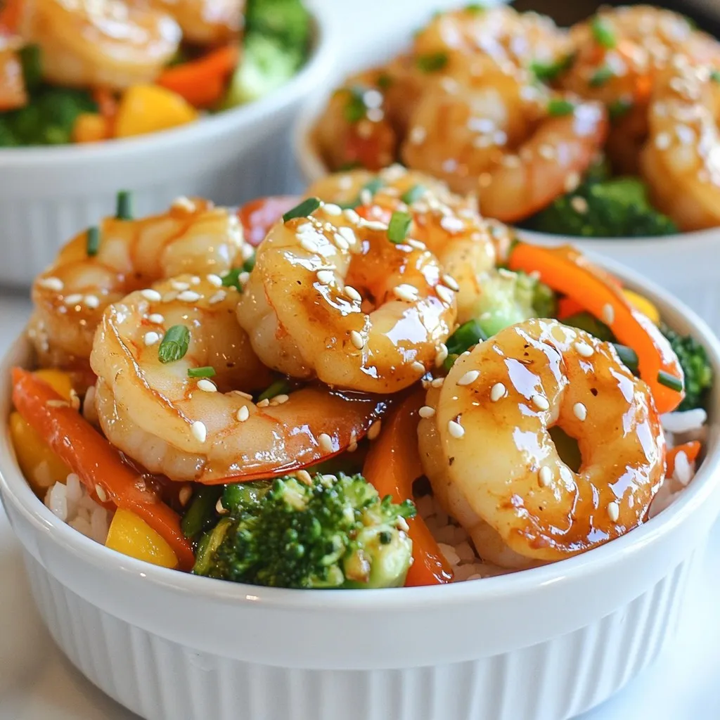 Honey Garlic Shrimp Bowls Einfaches und schmackhaftes Gericht