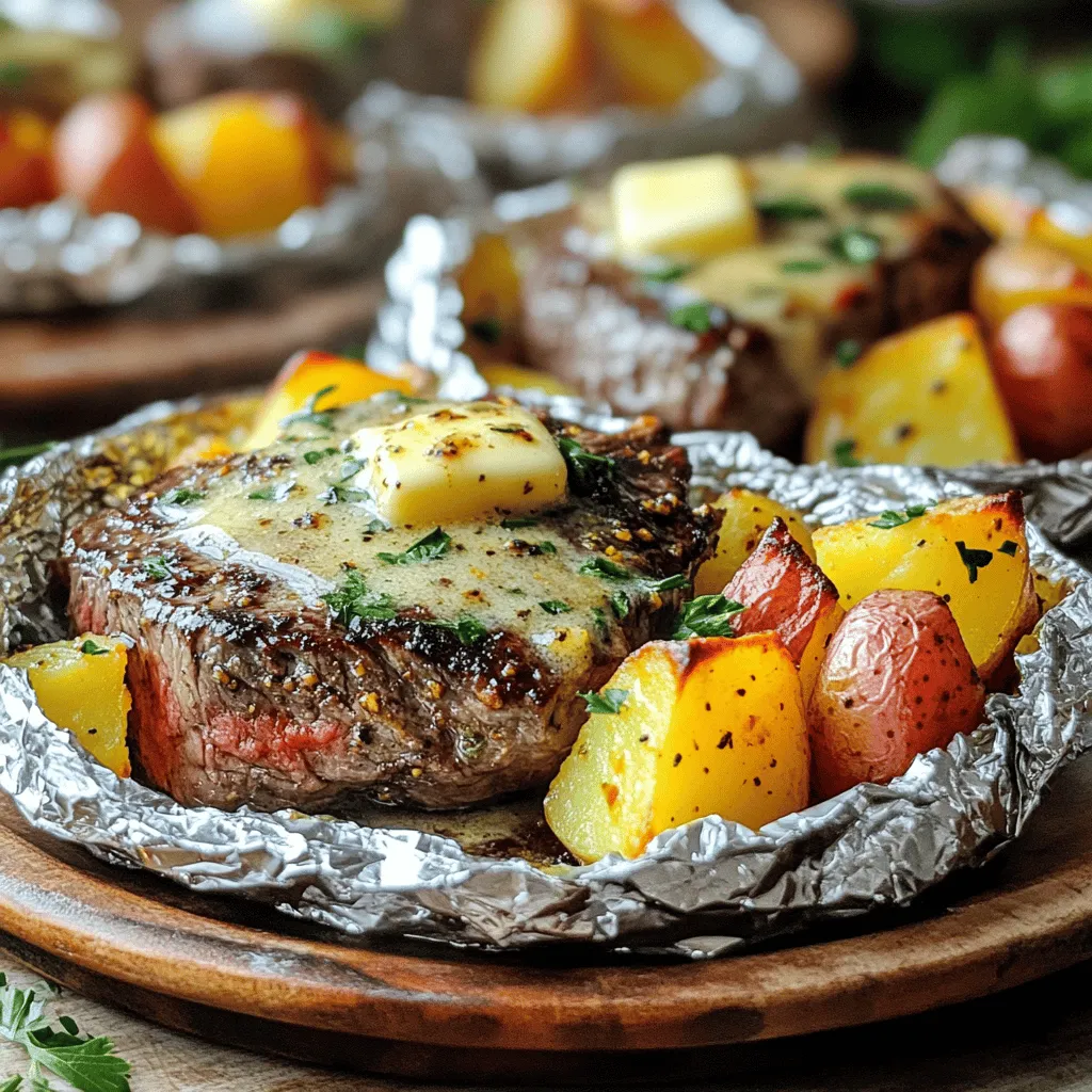 Garlic Butter Steak und Kartoffel Foil Pakete Rezept
