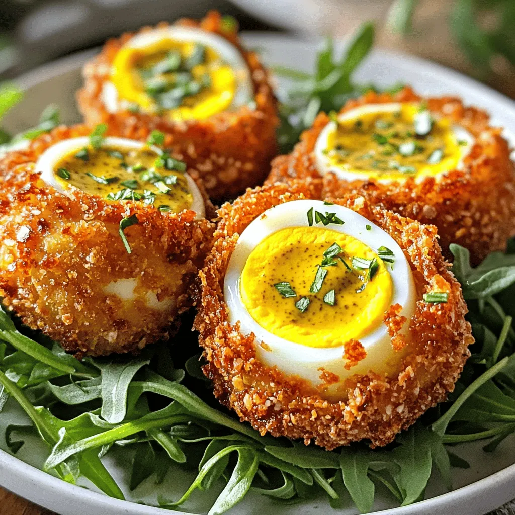 Scotch Eggs sind eine leckere Mischung aus Ei und Wurst. Sie bestehen aus einem hartgekochten Ei, das in Wurstfleisch gehüllt ist. Dann werden sie paniert und frittiert. Dieses Gericht hat seinen Ursprung in Großbritannien. Man sagt, dass sie in England im 18. Jahrhundert erfunden wurden.