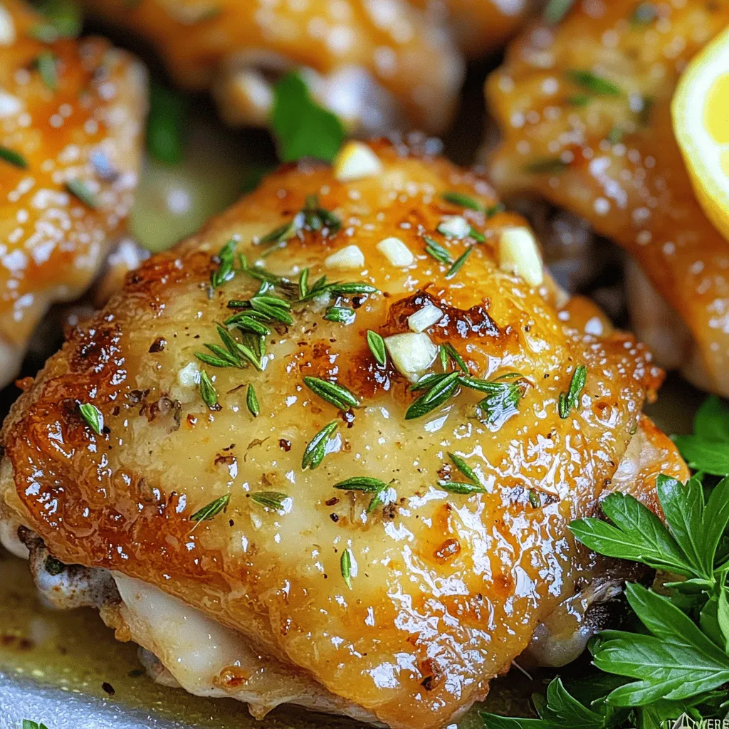 Knoblauchbutter gebackene Hähnchenkeulen saftig lecker