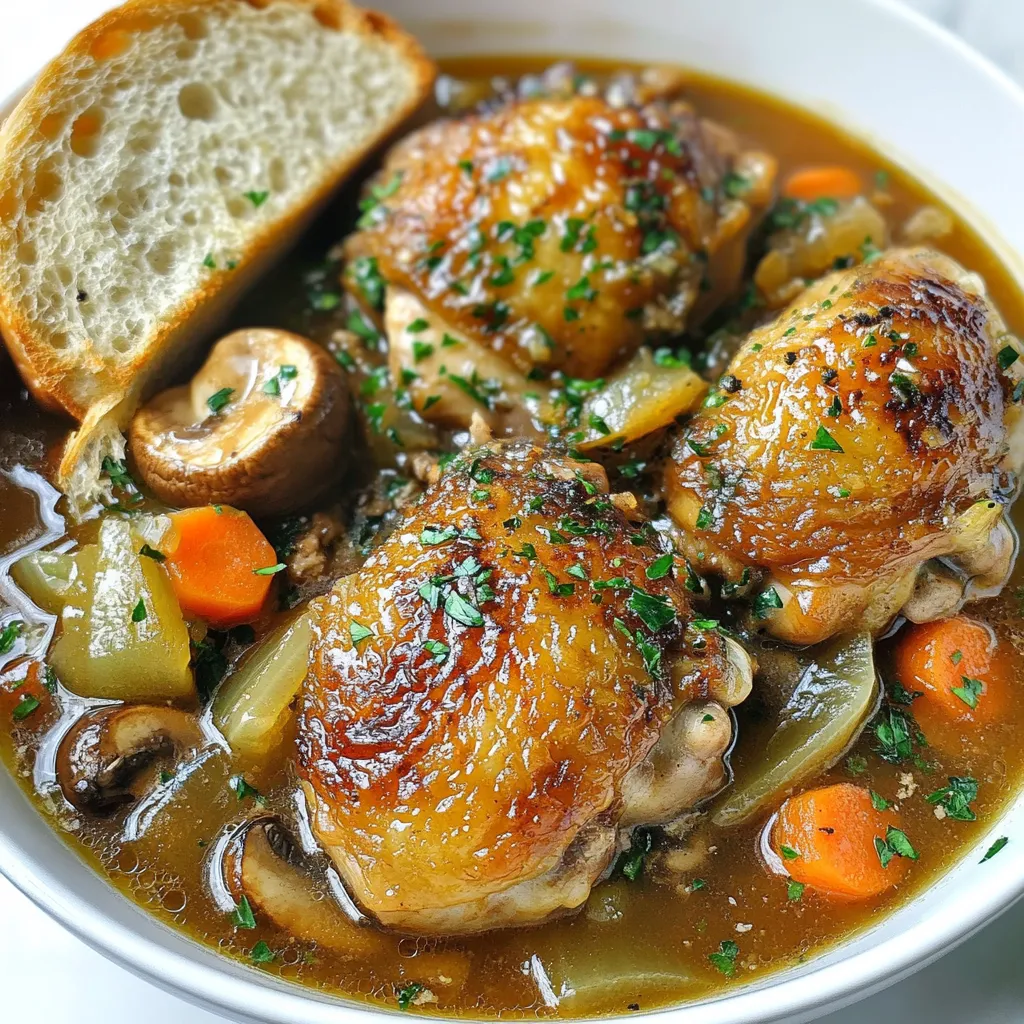 Französisches Coq au Vin mit herzhaften Aromen
