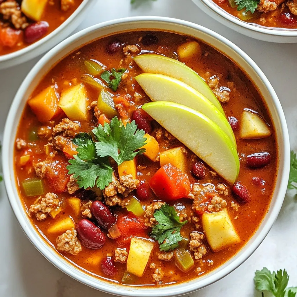 Scharfes Apple Chicken Chili Herzhaft und Gesund