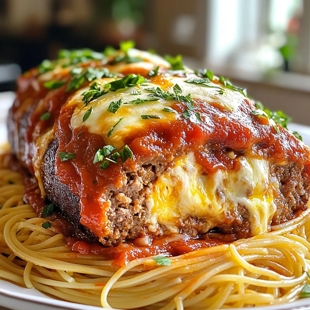 Mozzarella Stuffed Italian Meatloaf Köstliches Rezept