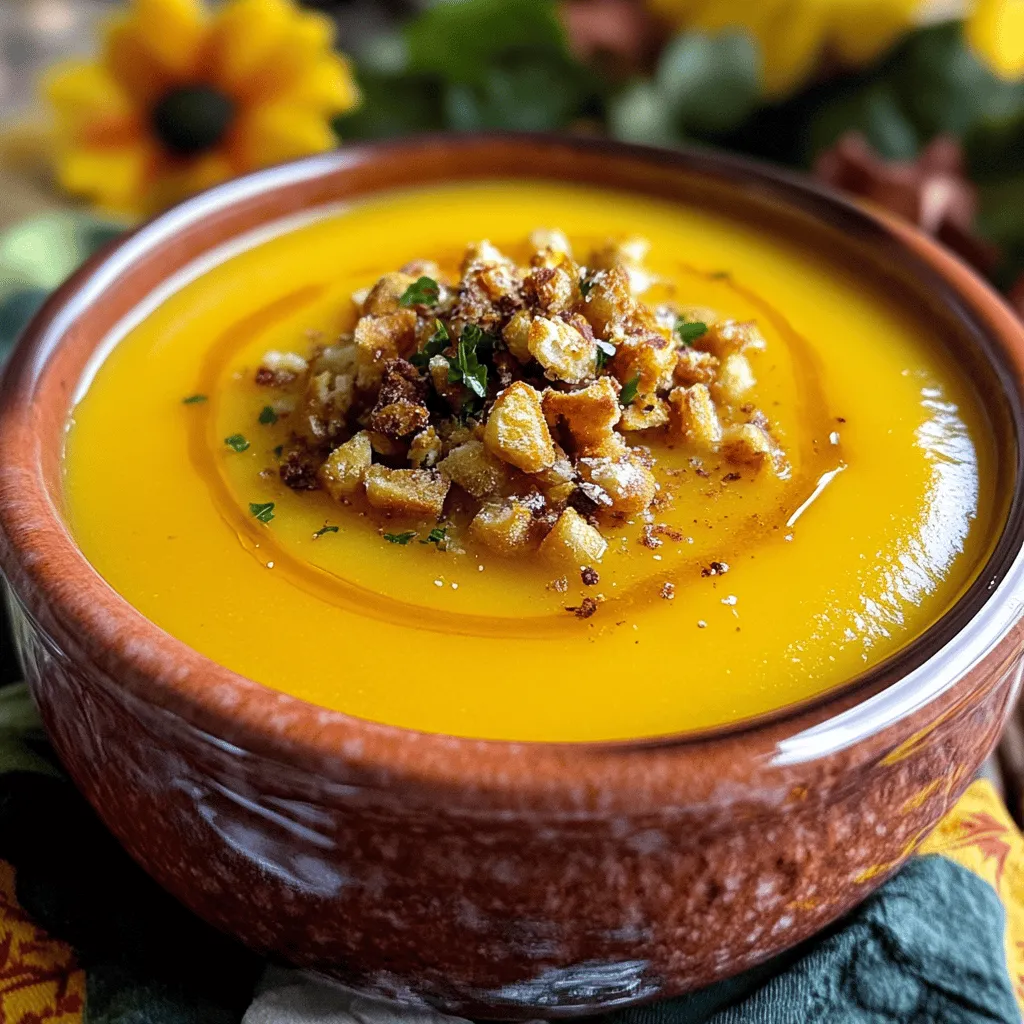 Für die Kürbiscremesuppe mit gerösteten Kürbiskernen brauchst du frische Zutaten. Du benötigst 1 kg Hokkaido-Kürbis, 1 Zwiebel und 2 Knoblauchzehen. Die Kokosmilch und Gemüsebrühe bringen die Cremigkeit. Auch Gewürze wie Kreuzkümmel und Ingwer sind wichtig. Du kannst mit Salz und Pfeffer abschmecken. Vergiss nicht die Kürbiskerne für das Topping.