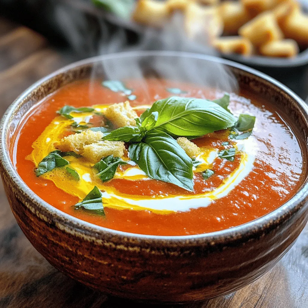 Cremige Tomaten-Basilikum-Suppe Schmackhaftes Gericht
