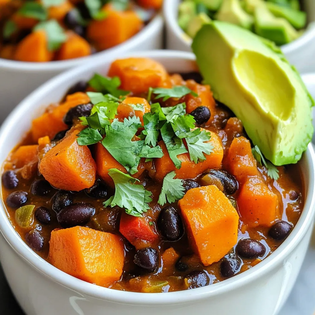 Süßkartoffel schwarze Bohnen Chili voller Geschmack