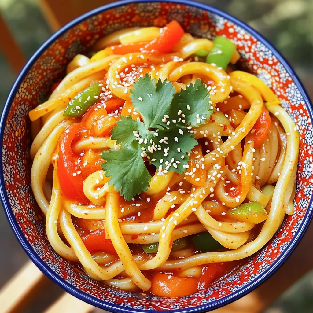 Minute Spicy Gochujang Udon Noodles Köstlicher Genuss