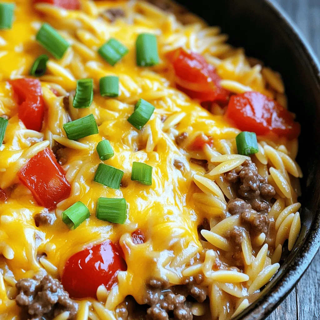 One-Pot Cheeseburger Orzo Skillet Herzhaftes Gericht