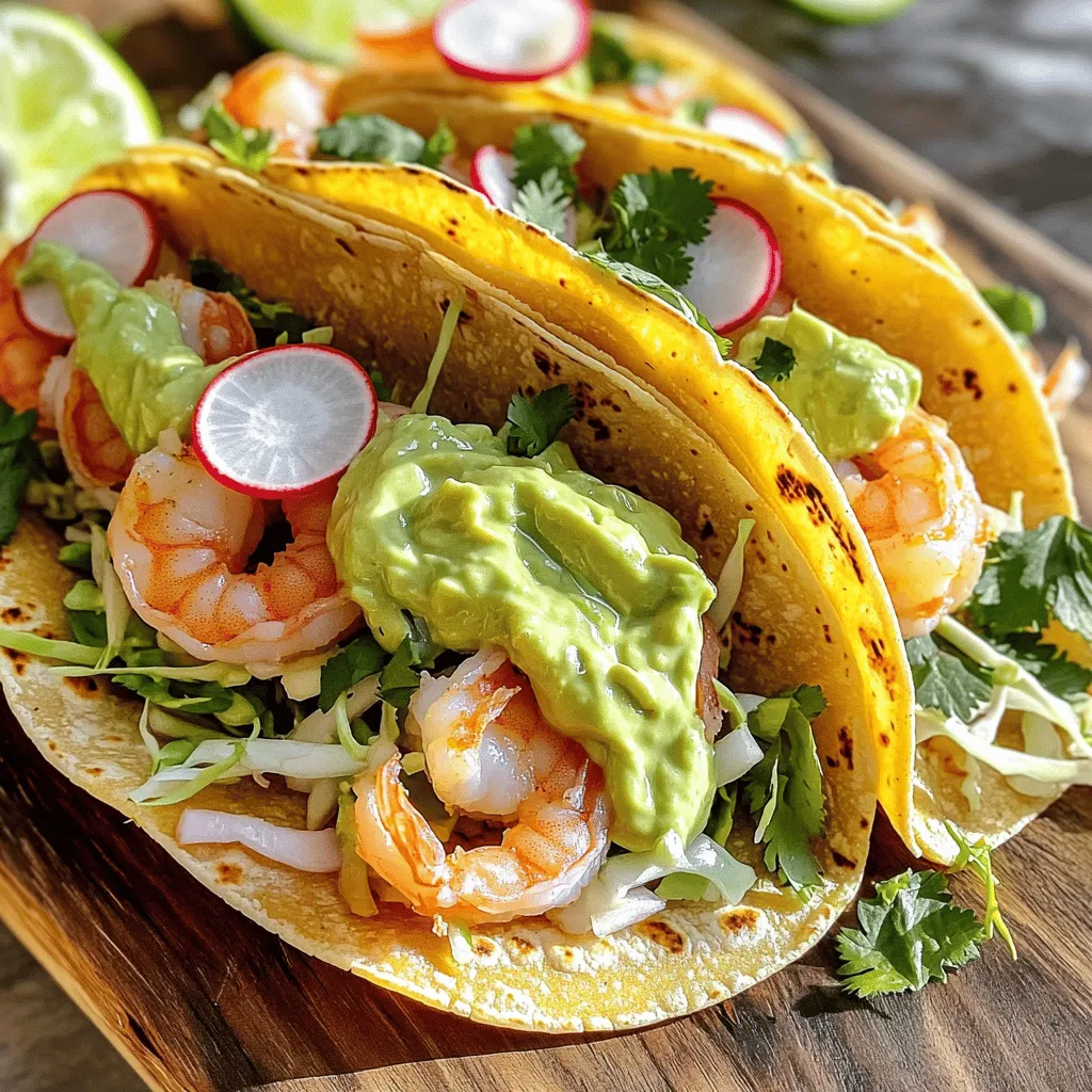 Mundgerechte Shrimp Tacos mit Avocado Creme Rezept