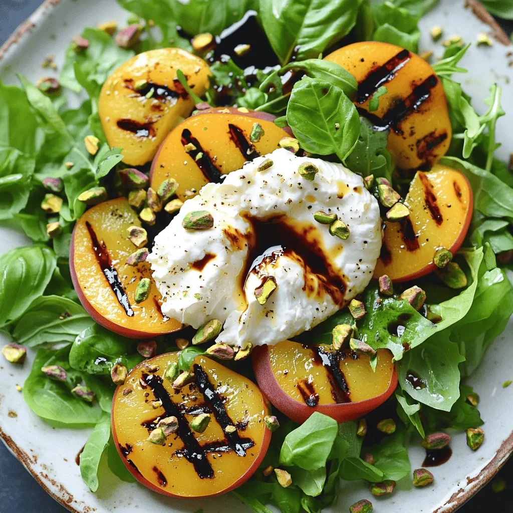 Grilled Nectarine Burrata Salad Frisch und Lecker