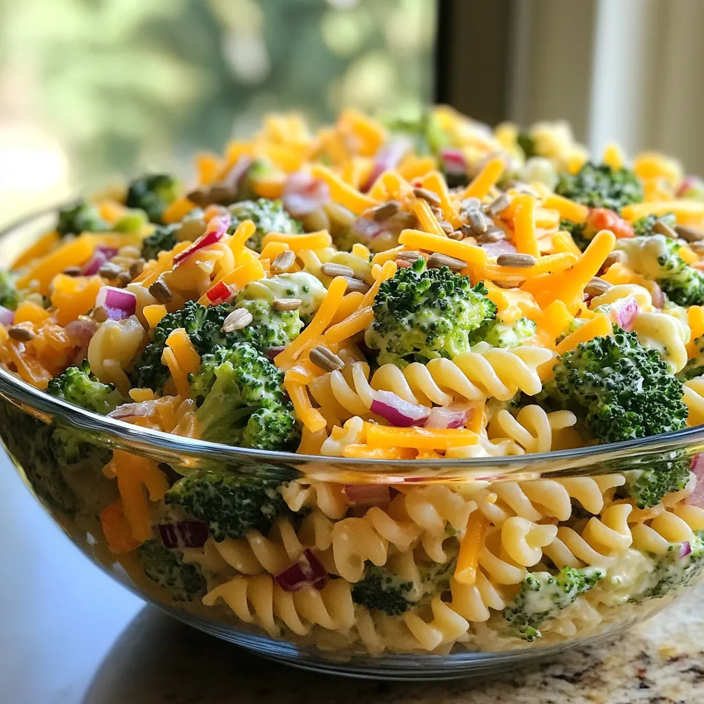 Broccoli Cheddar Pasta Salad Frisch und Knackig