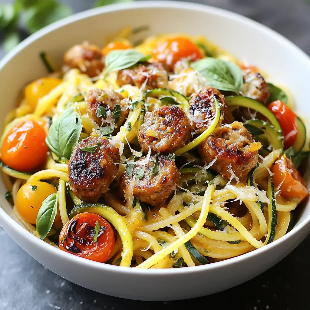 Hähnchenbratwurst-Zucchini-Pasta Einfache und Gesunde Mahlzeit