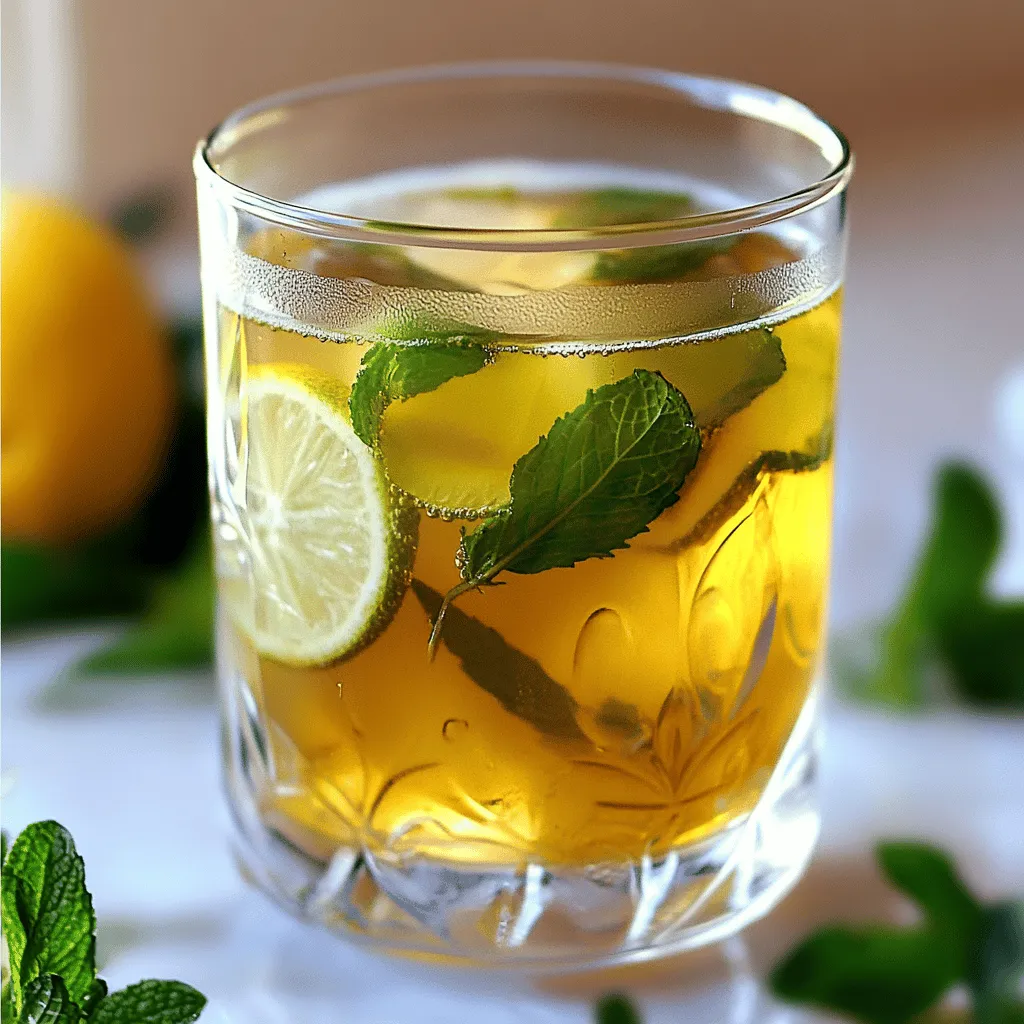 Um einen erfrischenden Minz-Zitronen-Eistee zu machen, benötige ich einige einfache Zutaten. Die Hauptzutaten sind Wasser, Teebeutel, frische Zitronen, Honig oder Agavendicksaft und frische Minzblätter. Diese Zutaten machen den Eistee zu einem gesunden Durstlöscher.