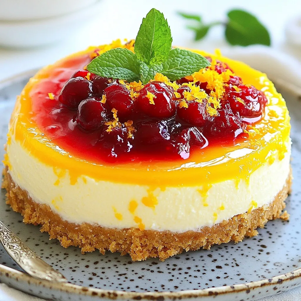 Orange Ricotta Cheesecake with Cranberry Sauce Rezept