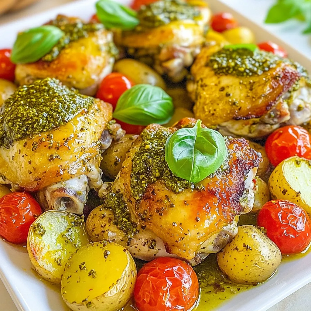 Leckere Sheet Pan Pesto Chicken Thighs Einfaches Rezept