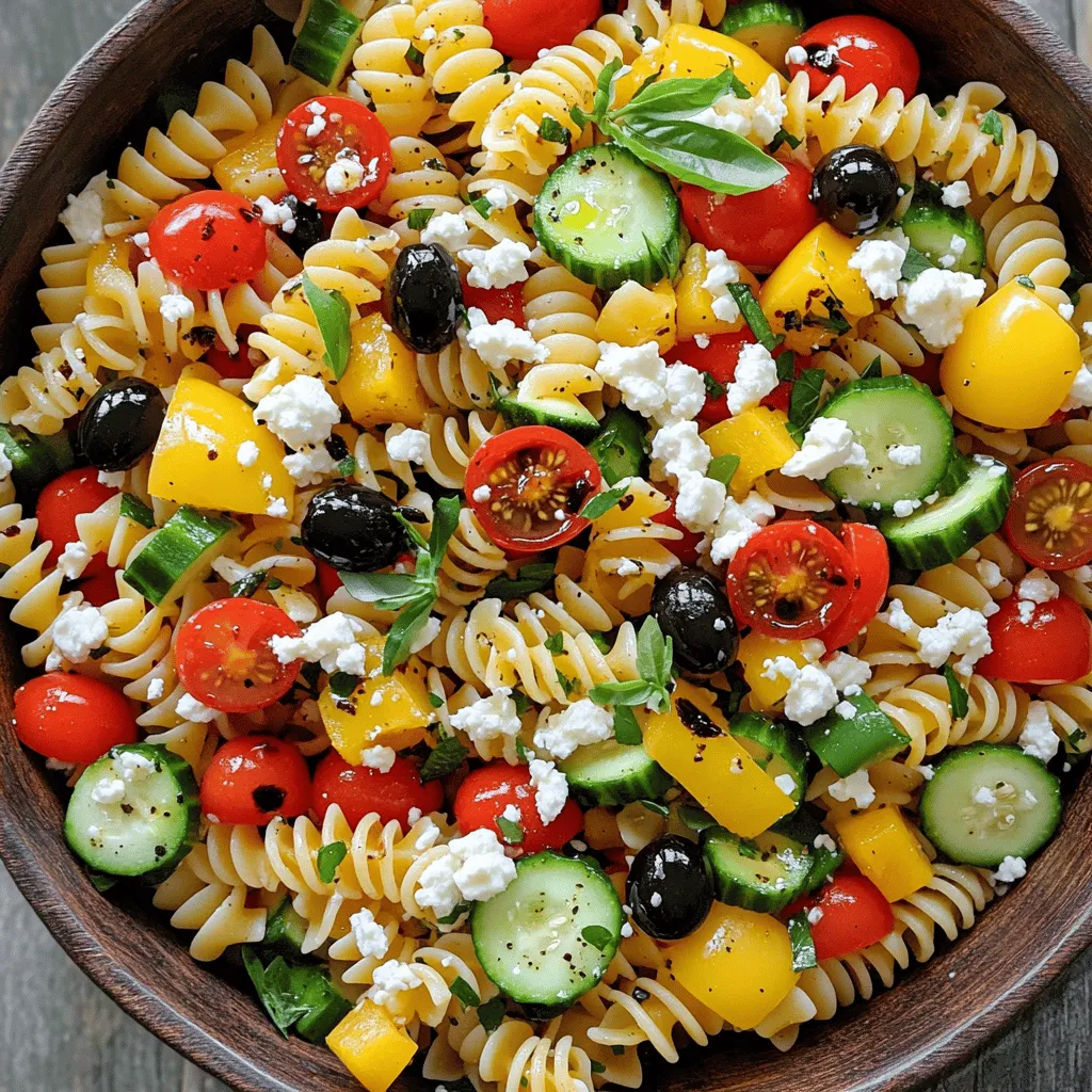 Mediterraner Nudelsalat mit frischem Gemüse frisch genießen