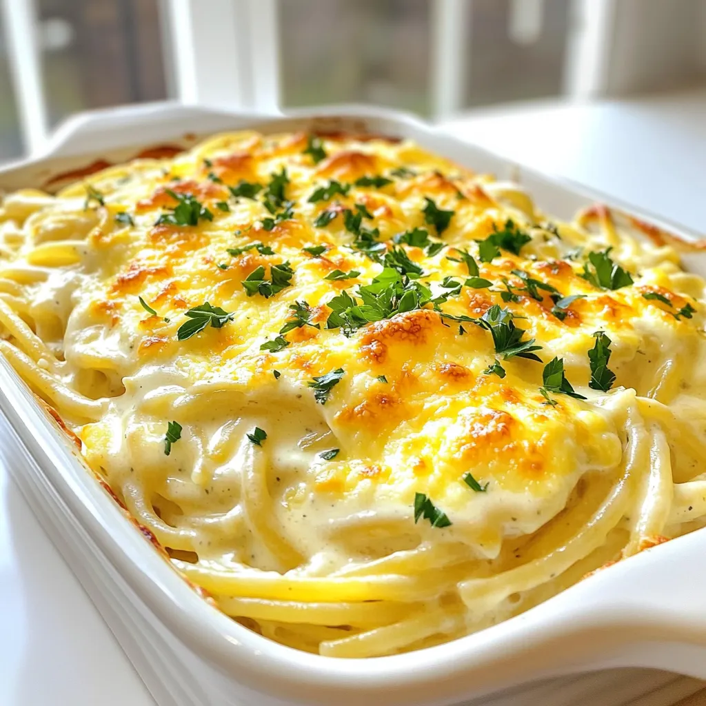 Alfredo Spaghetti Bake Schmackhafte und einfache Variante