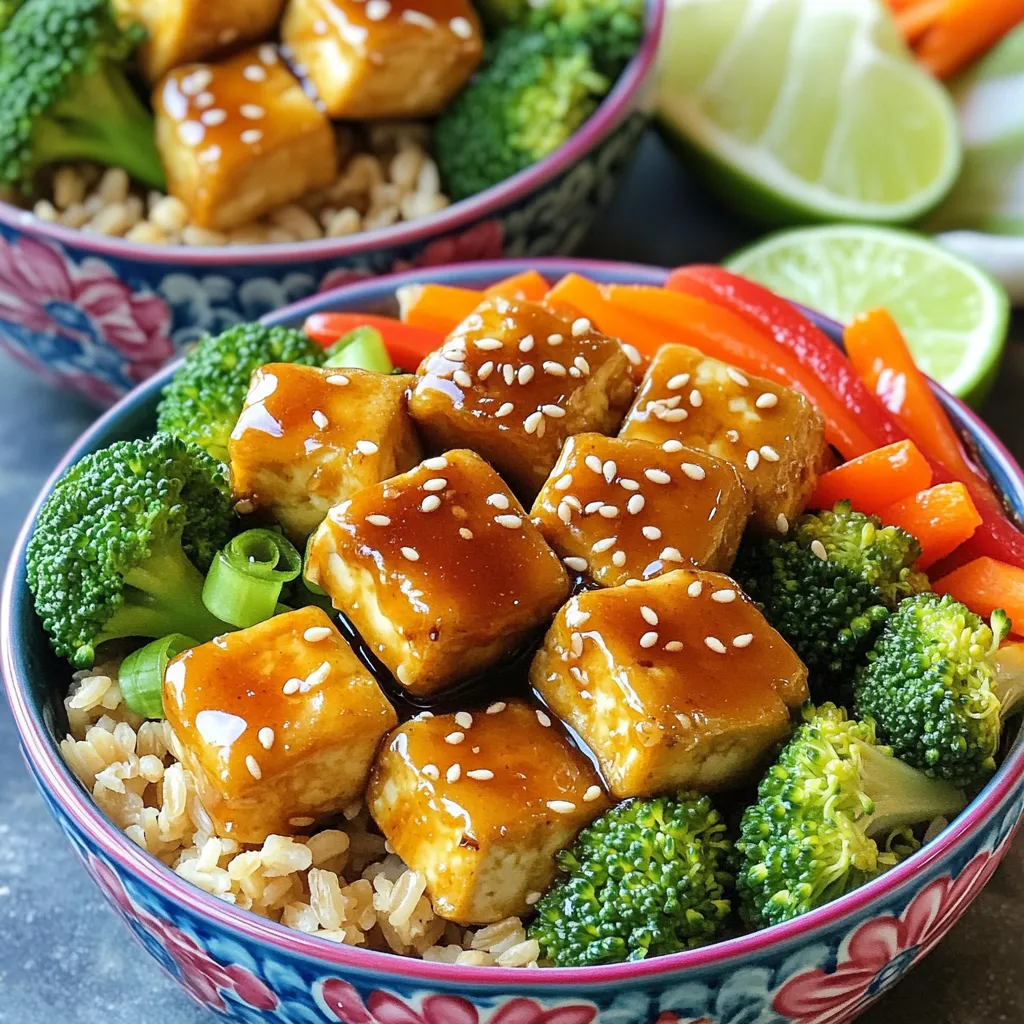 Crispy Honey Garlic Tofu Bowls Einfache und Köstliche