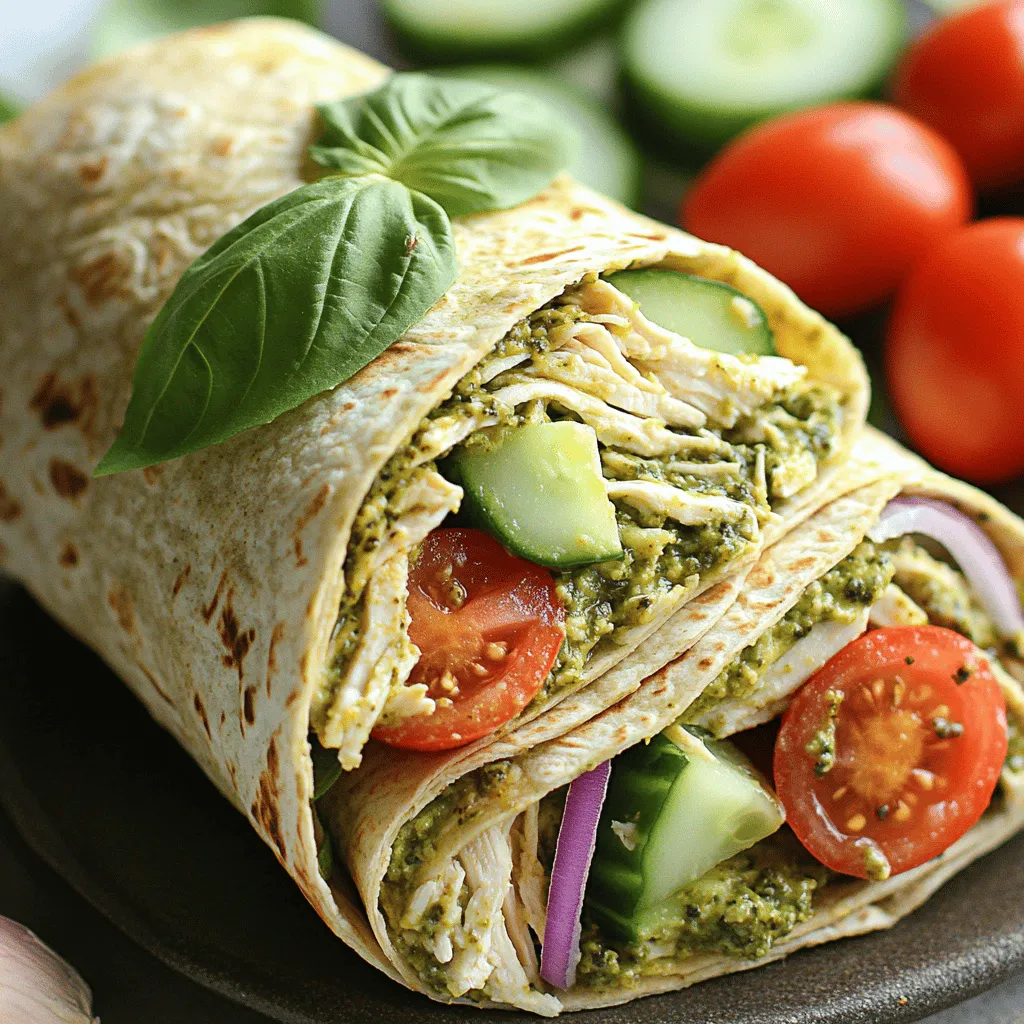 No-Oven Pesto Chicken Salad Wraps Frisch und Einfach