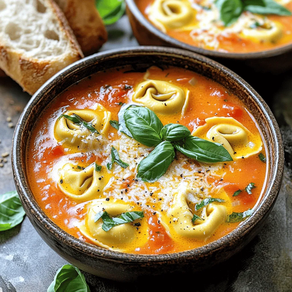 Cremige Tomaten-Basilikum-Tortellinisuppe leicht gemacht