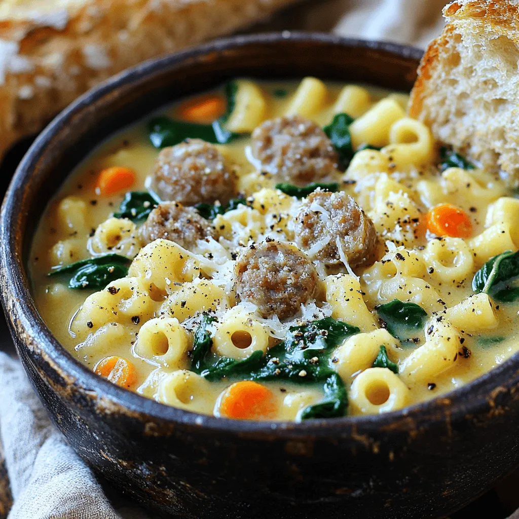 Creamy Parmesan Sausage Ditalini Soup Köstliches Rezept