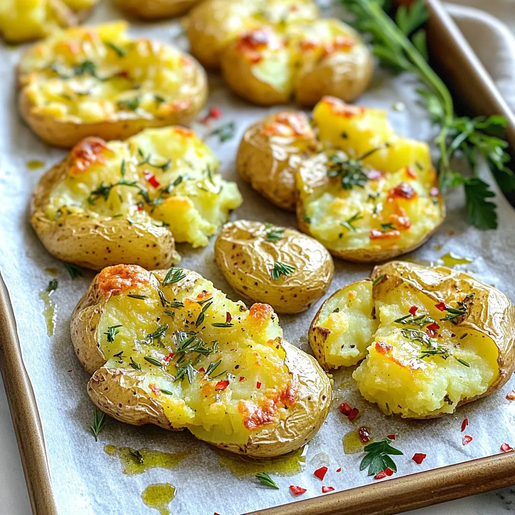 Crispy Garlic Herb Smashed Potatoes Leckere Beilage