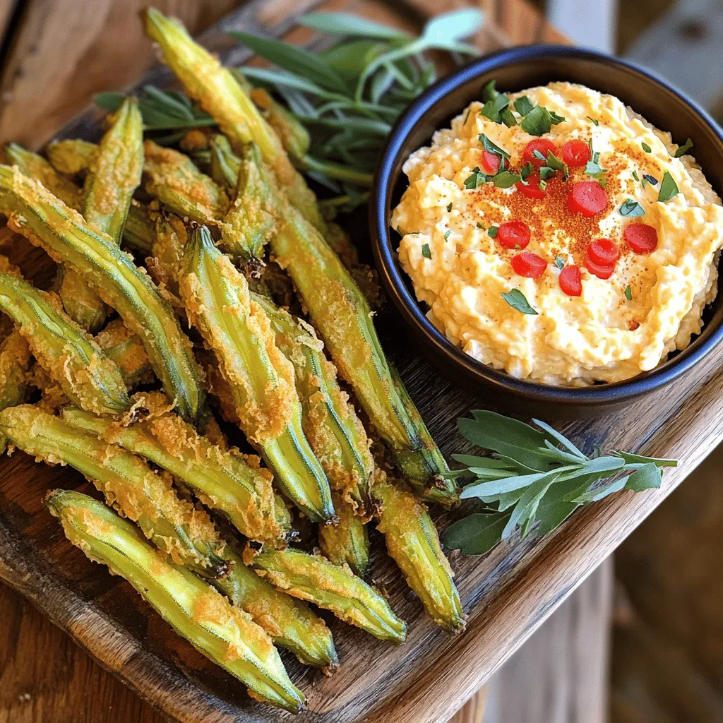 Frittierte eingelegte Okra mit Pimento-Käse Genuss
