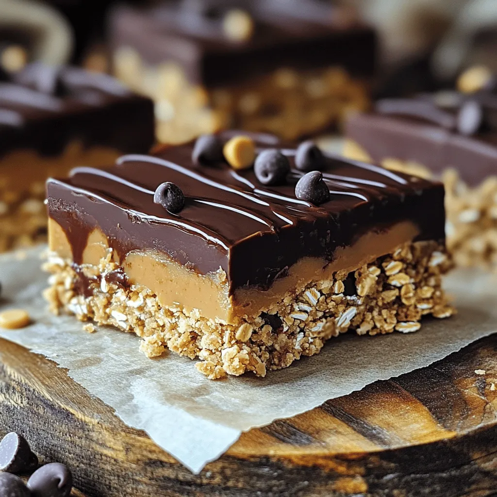 No-Bake Chocolate Peanut Butter Oat Bars Einfach und Lecker