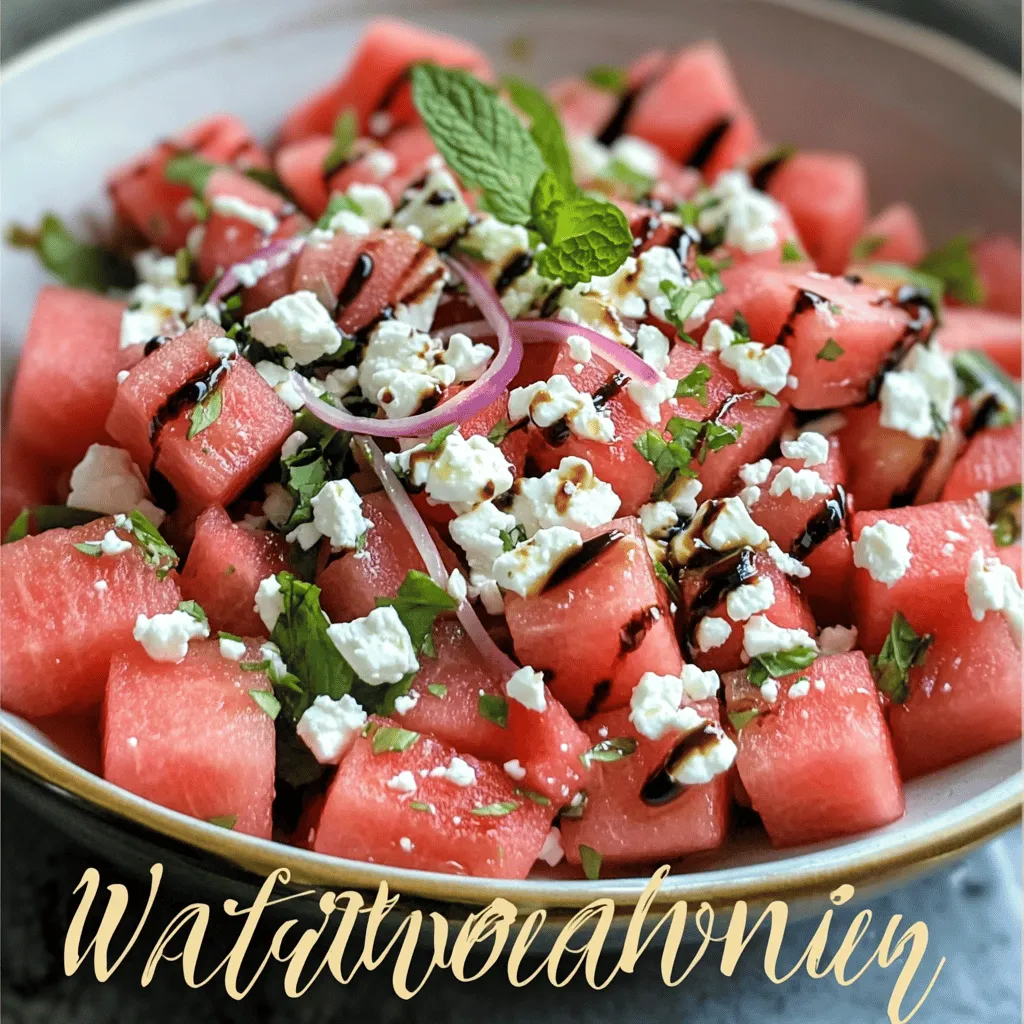 Wassermelonen-Feta-Salat Frisch und Einfach Zubereiten