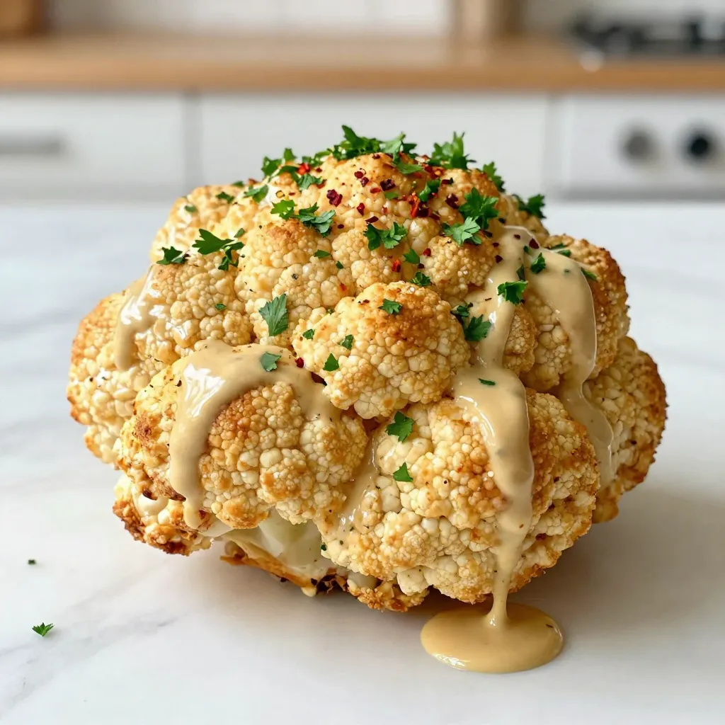 Whole Roasted Cauliflower mit Tahini Drizzle Genuss