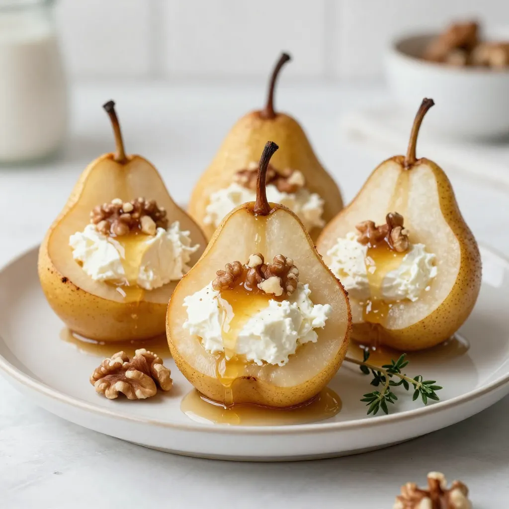 Honig-Ziegenkäse gebackene Birnen köstlich genießen