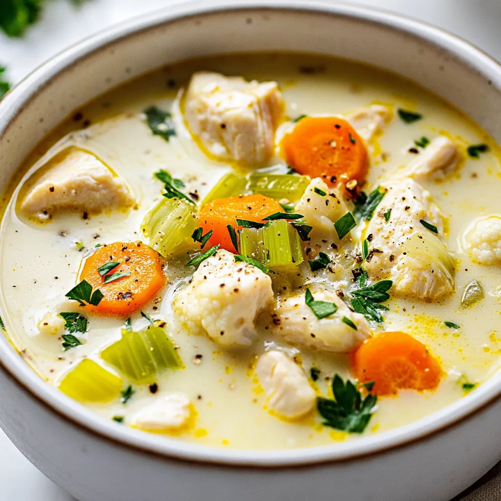 Keto Chicken Pot Pie Soup Herzhafte Wohlfühlmahlzeit