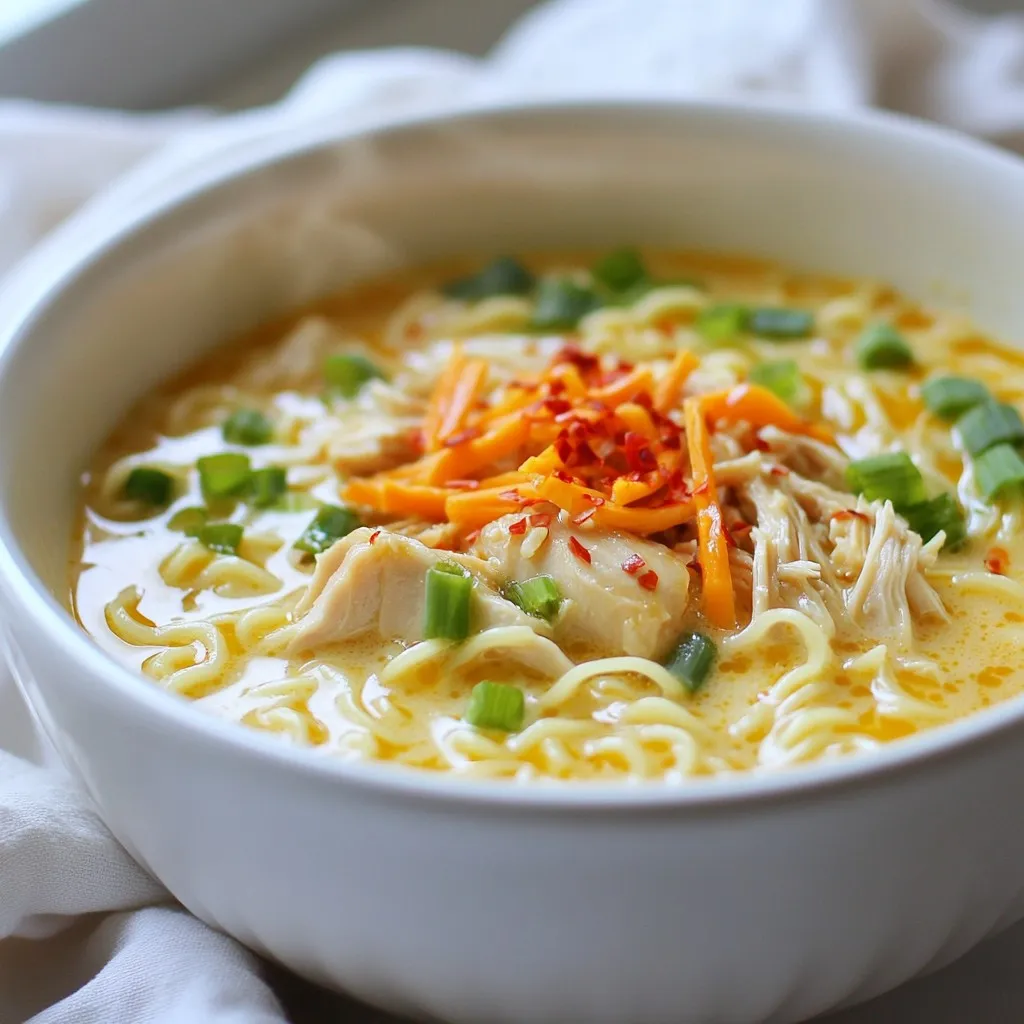Feurige Hähnchenramen mit cremiger Knoblauchbrühe