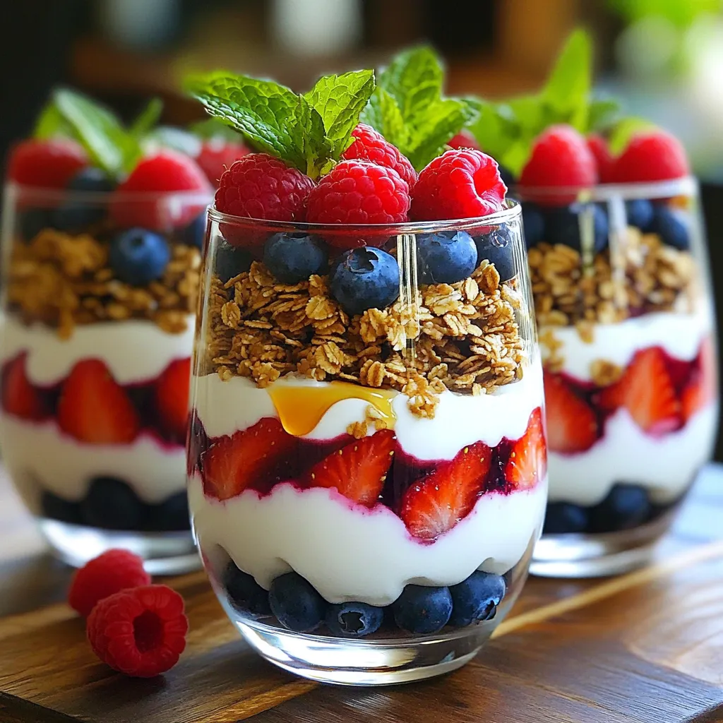 Griechische Joghurt-Beeren-Parfaits Frisch und Lecker