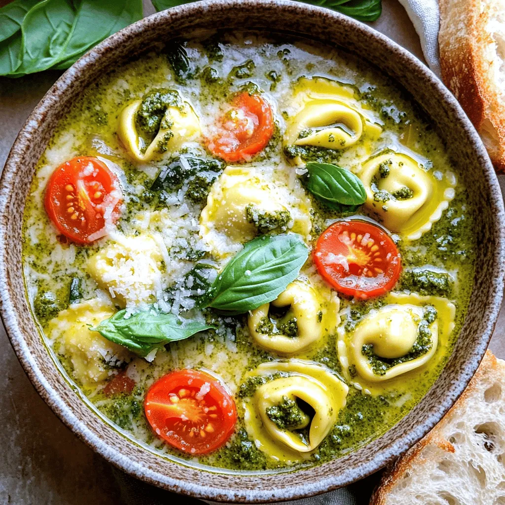 One Pot Creamy Pesto Tortellini Soup Einfaches Rezept