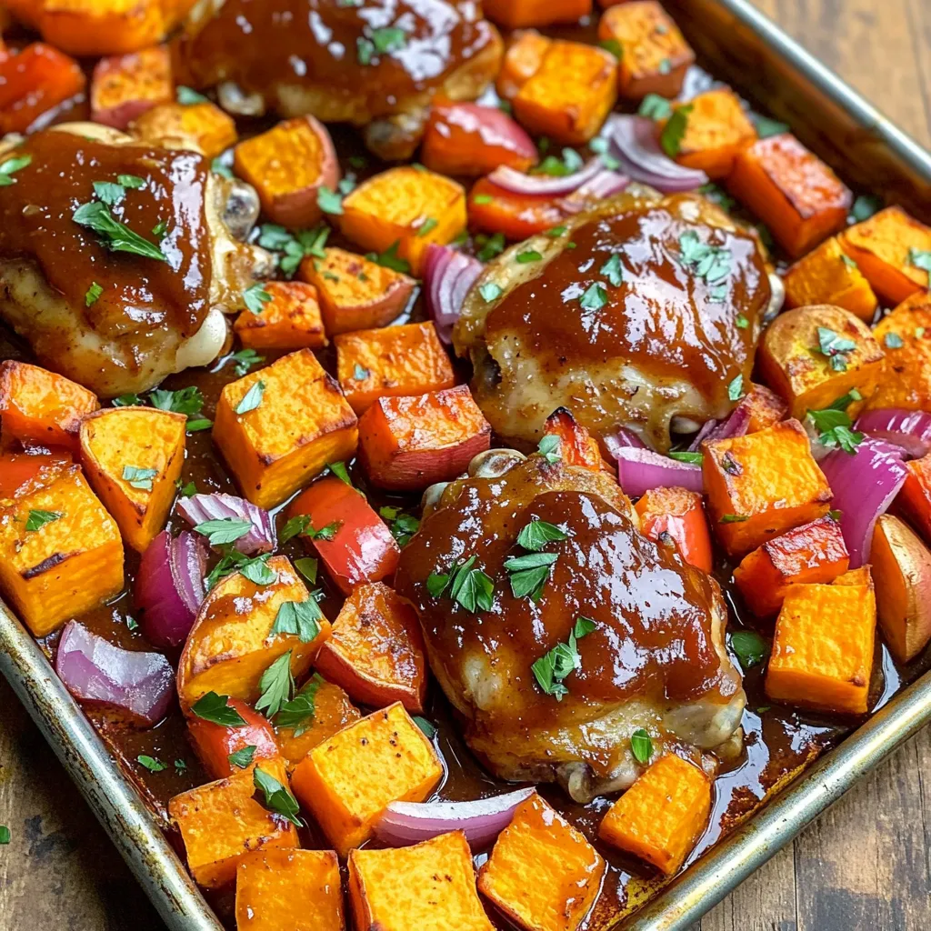 BBQ Chicken &#038; Sweet Potato Sheet Pan Lecker und Einfach