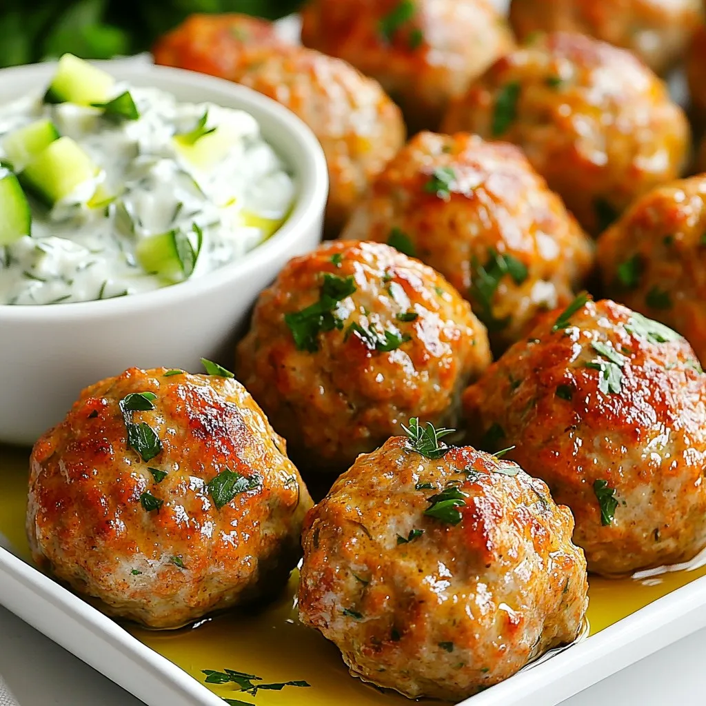 Leckere Greek Turkey Meatballs with Tzatziki zubereiten