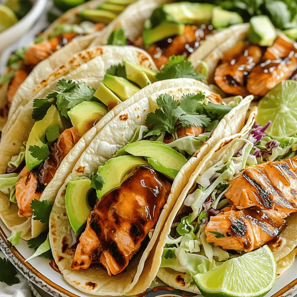 Maple Glazed Salmon Smash Tacos Frisch und Lecker