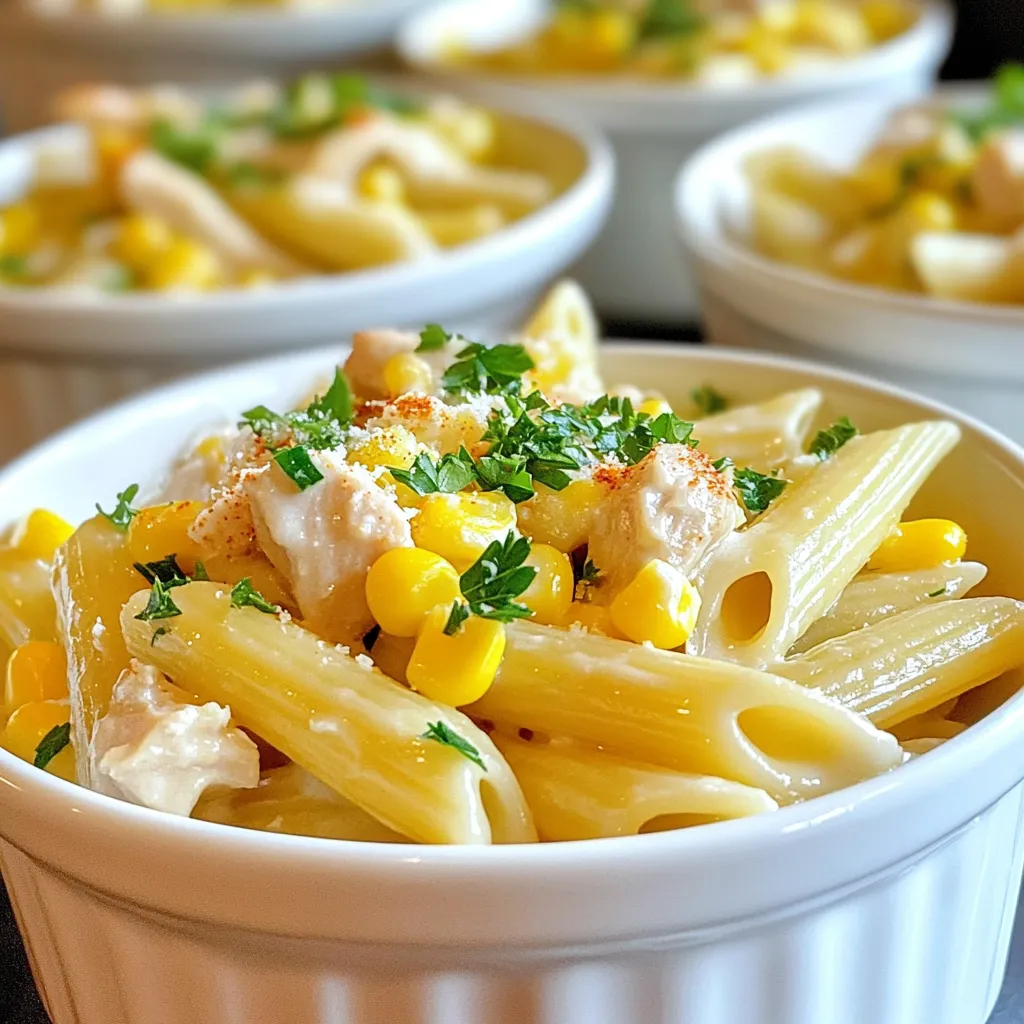 Cremige Hähnchen und Mais Pasta Einfaches Rezept