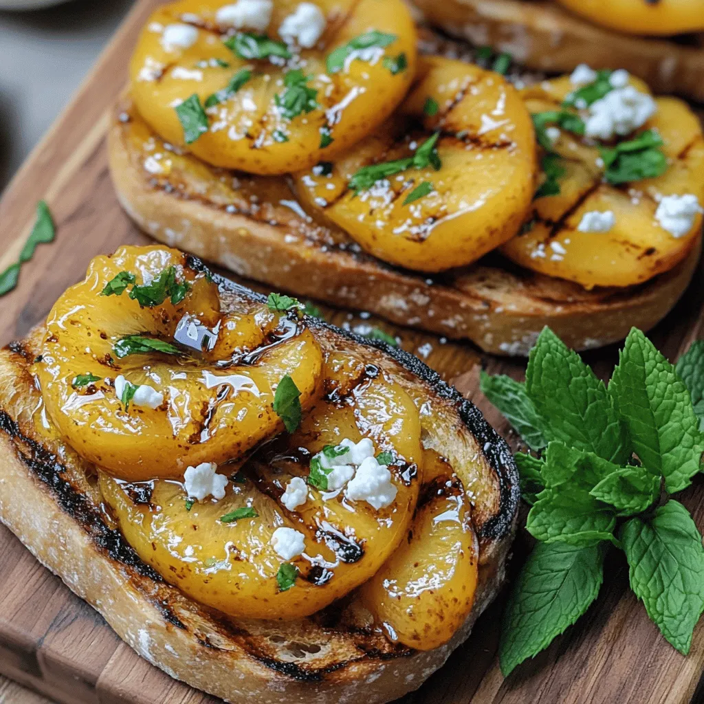 Geröstetes Brot mit gegrillten Nektarinen lecker servieren