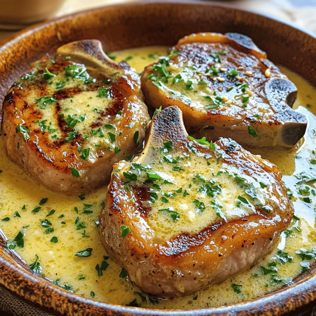 Leckere Slow Cooker Schweinekoteletts mit Knoblauchsoße