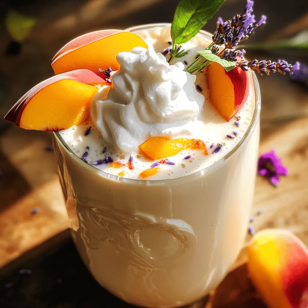 Lavendel-Pfirsich-Mond-Milch-Latte Einfach und Lecker