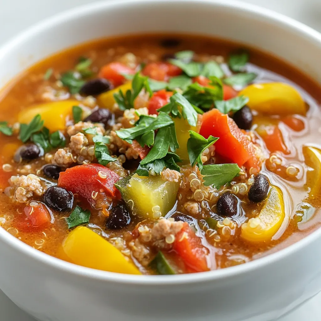 High Protein Stuffed Pepper Soup Schnelle und leichte Mahlzeit