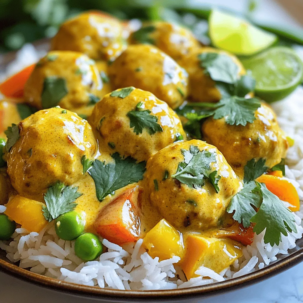 Kokos-Curry-Hühnchen-Fleischbällchen Ein-Pfannen-Gericht