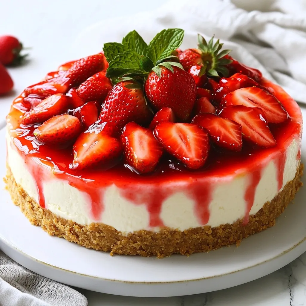 No-Bake Strawberry Cheesecake Einfaches Rezept