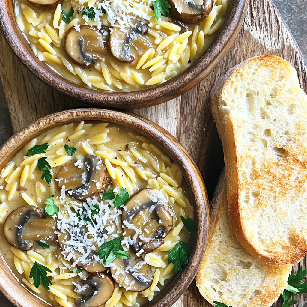 One-Pot Creamy Mushroom Parmesan Orzo Einfaches Rezept