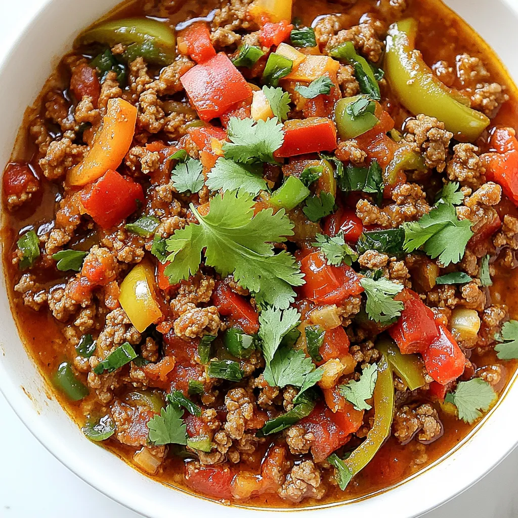 Ground Turkey Pepper Skillet Einfaches und schnelles Gericht